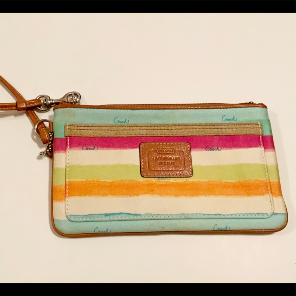 Coach Hampton Stripe Watercolors Wristlet